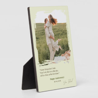 Plaque Photo Photo de l'anniversaire de mariage vert avec citat