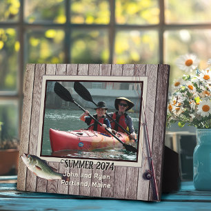 Plaque Photo Photo encadré rustique de pêche en eau douce 