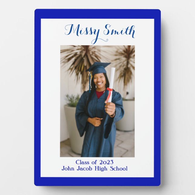 Plaque Photo Photo Graduation, Classe 2023 Bleu (Devant)