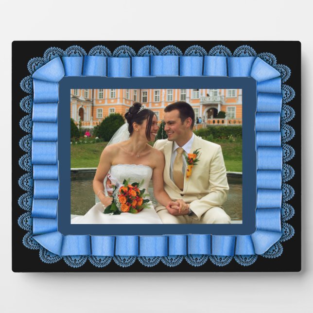 Plaque Photo Photo Mariage personnalisée Cadre en ruban en dent (Devant)
