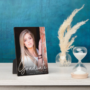 Plaque Photo Photo Moderne Graduation - White Script Graduation