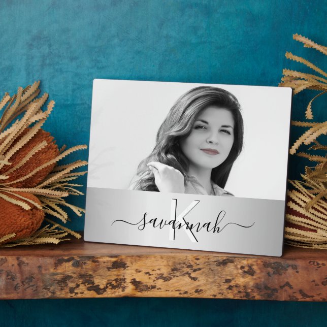 Plaque Photo Photo monogramme du script en argent (Côté)