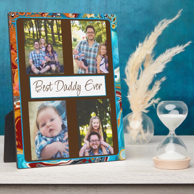 Plaque Photo Photo personnalisée de Best Daddy Ever (Côté)