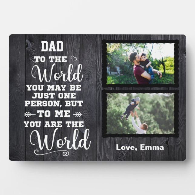 Plaque Photo Photo personnalisée en bois noir Papa Tu es le mon (Devant)