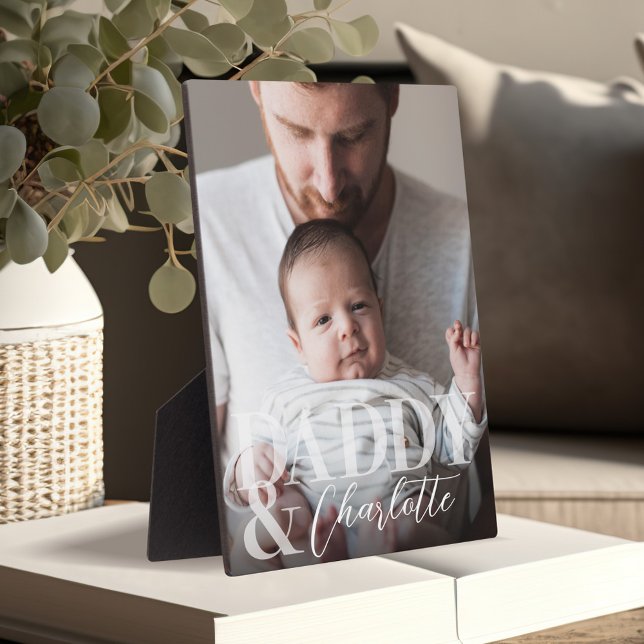 Plaque Photo Photo personnalisée moderne Daddy & Baby Name Keep (Créateur téléchargé)