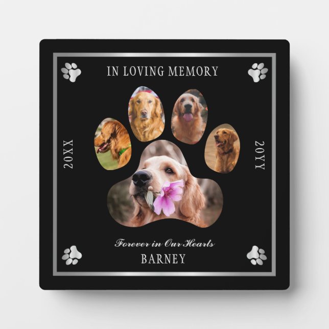 Plaque Photo Photo Pet Memorial - Black Silver (Devant)