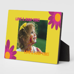 Plaque Photo Photo Retro Pink & Orange Love & Good Vibes