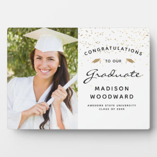 Plaque Photo Photo White Black Script Gold Gardusde graduation 