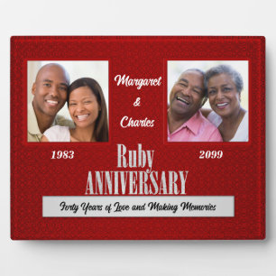 Plaque Photo Photos carrés 8x10 Rubis 40e anniversaire de maria