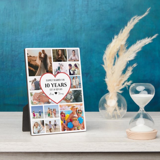 Plaque Photo Photos d'anniversaire avec un cœur au centre (Côté)