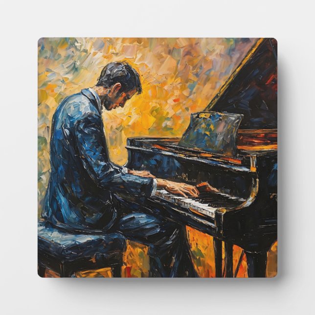 Plaque Photo Piano Player - Peinture à l'huile (Devant)