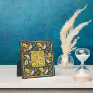 Plaque Photo Pigeon Blue Yellow Fish Art Nouveau