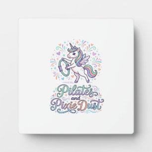 Plaque Photo Pilates de licorne et poussière de fée sur fond bl