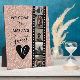 Plaque Photo Pink Sparkle Sweet 16 Anniversaire Bienvenue Photo