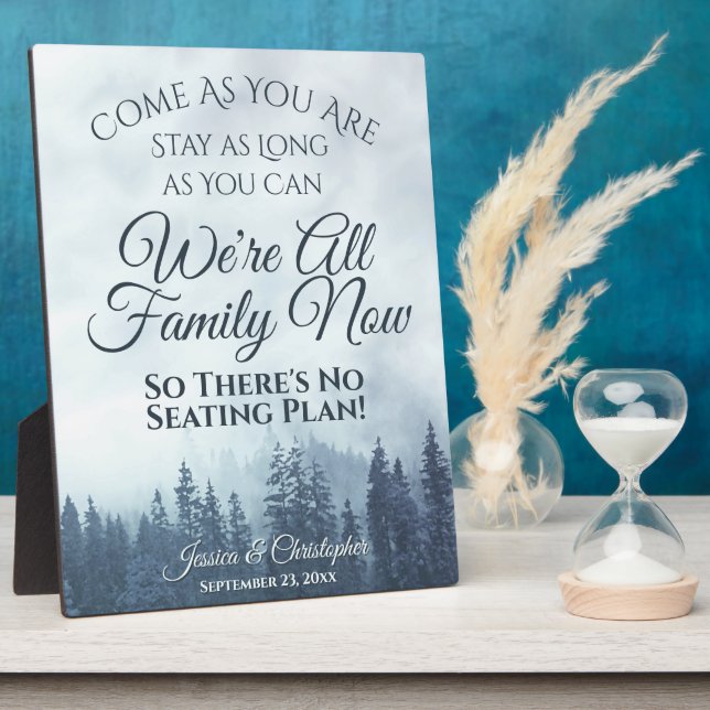 Plaque Photo Pins Bleus Rustique Mariage Pas de plan de siège S (Côté)