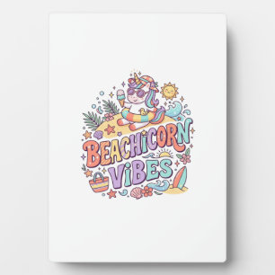 Plaque Photo Plage de Licorne Vibes Fantaisiste Fond Blanc