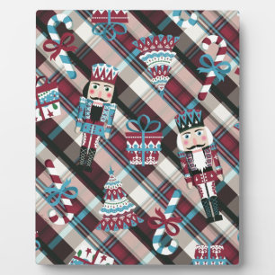 Plaque Photo Plaid Blue Burgundy