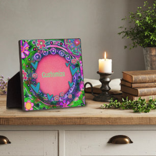 Plaque Photo Plaisir Plutôt rose Floral Coeur Whimsical Personn