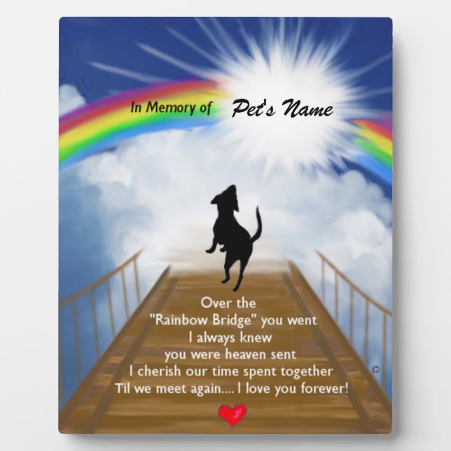 Plaque Photo Poème commémoratif de Rainbow Bridge pour chiens (Devant)