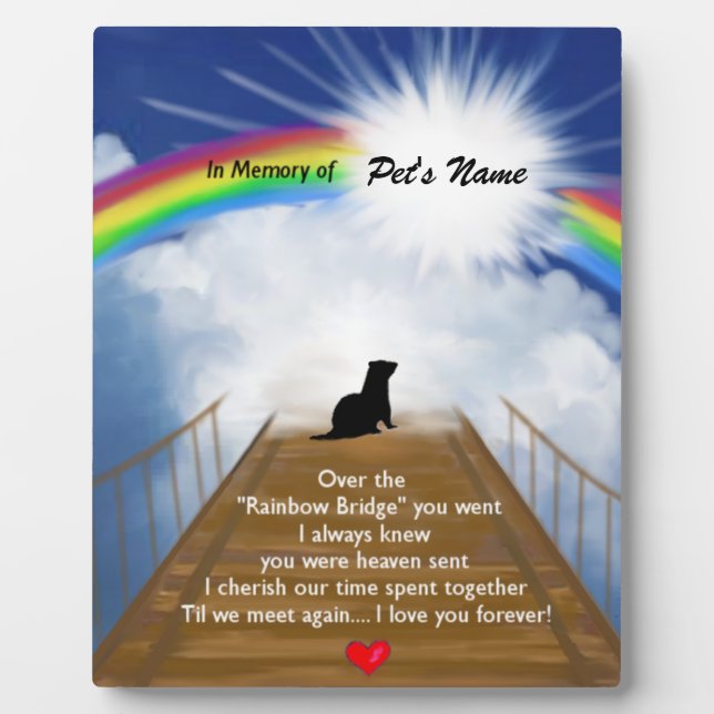 Plaque Photo Poème commémoratif du pont Rainbow pour les furets (Devant)