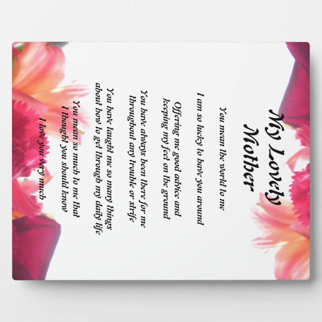 Plaque Photo Poème de la mère (Devant)