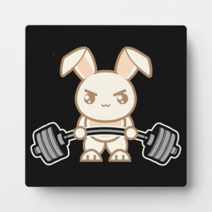 Plaque Photo Poids Lifting Bunny Cartoon - Joli entraînement An