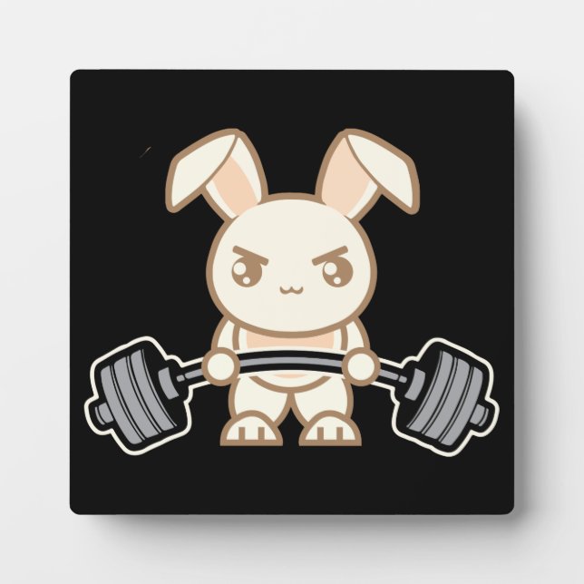 Plaque Photo Poids Lifting Bunny Cartoon - Joli entraînement An (Devant)