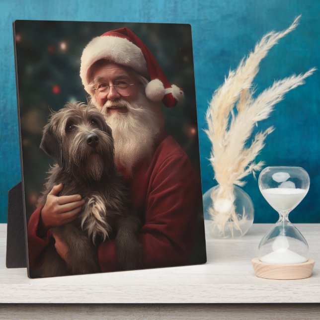 Plaque Photo Pointeur à poils durs Griffon Noël du Père Noël (Côté)