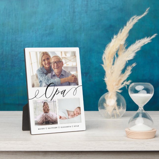 Plaque Photo Poison pour grand-père | Grandchildren 3 Photo Col (Côté)