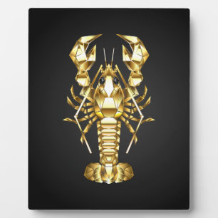 Plaque Photo Poisson à langouste polygonale dorée sur noir