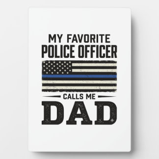 Plaque Photo Police Officer Dad Vintage Flag Shirt Design_1