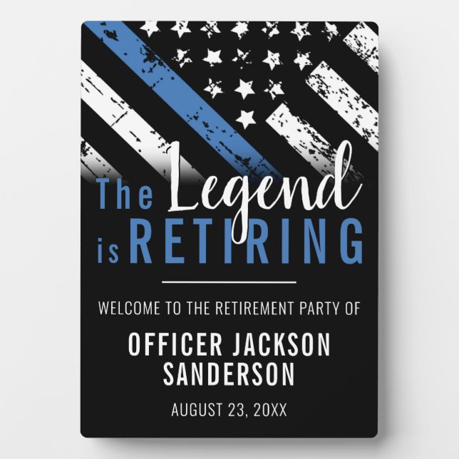 Plaque Photo Police Retraite Party Blue Line Police Enforcement (Devant)