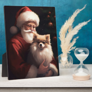 Plaque Photo Poméranie avec le Père Noël Noël Festif