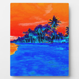 Plaque Photo Pop Art Plage Exotique Palmiers