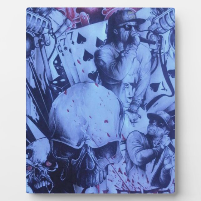 Plaque Photo Pop Musicians Blue Purple Art Imprimer (Devant)