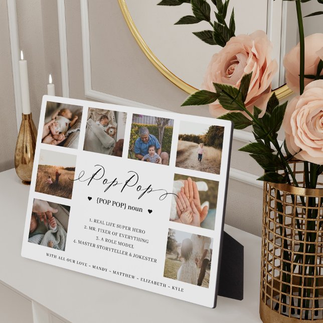 Plaque Photo Pop Pop Définition Script Photo Collage Keepsaké (Créateur téléchargé)