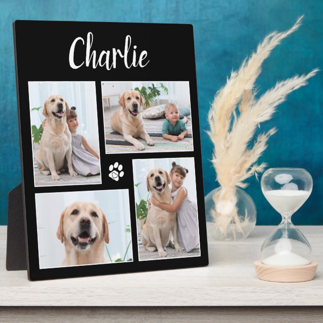Plaque Photo Porte-chien personnalisé Lover 4 Photo Collage (Côté)