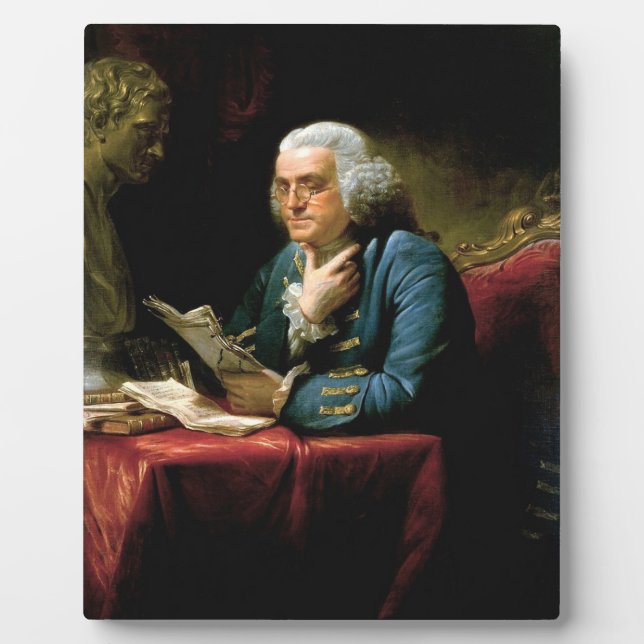 Plaque Photo Portrait De Benjamin Franklin (Devant)