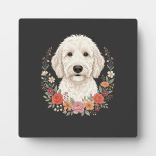 Plaque Photo Portrait de chien floral Couronne botanique