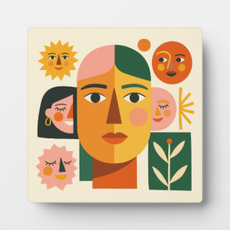 Plaque Photo Portrait en collage à double visage avec soleil et