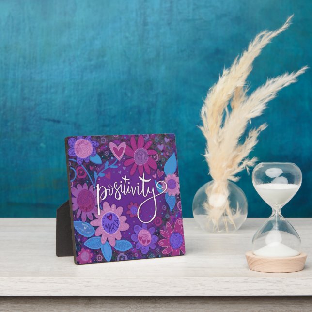 Plaque Photo Positivité Inspiration Coeur Floral Joli Purpl (Insitu)