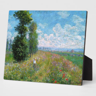 Plaque Photo Pré avec des peupliers par Claude Monet