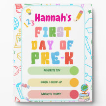 Premier jour de panneau de pré-maternelle, pancart