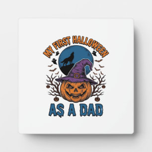 Plaque Photo Premier T-shirt de papa Halloween vintage citrouil
