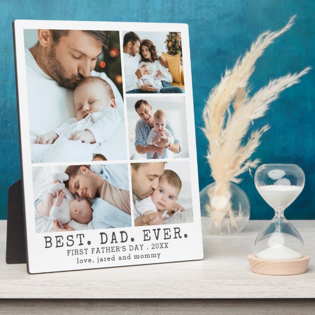 Plaque Photo Première Fête des pères MEILLEUR PAPA JAMAIS 5 Col (Côté)