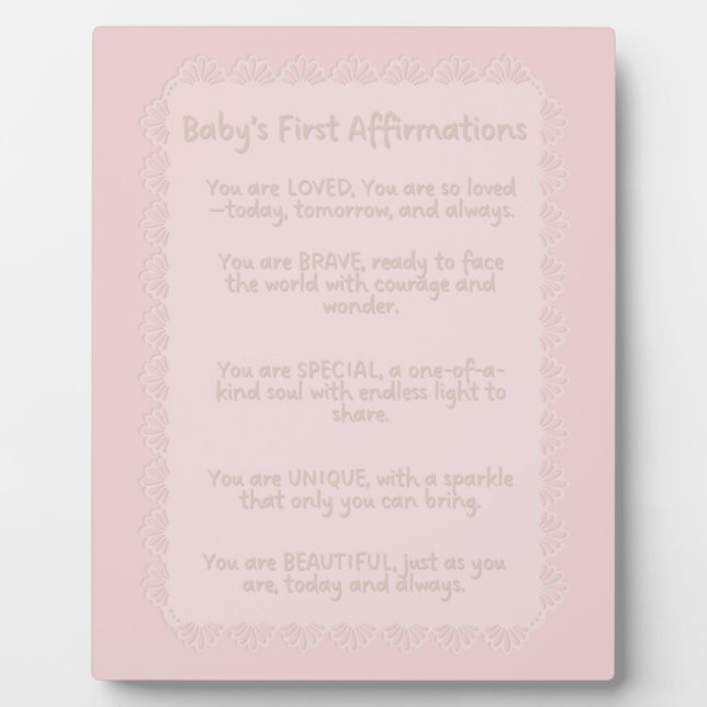 Plaque Photo Premières affirmations de bébé | Décoration murale (Devant)