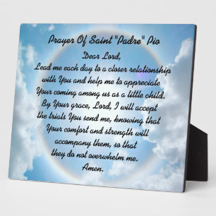 Plaque Photo Prière De Saint "Padre" Pio