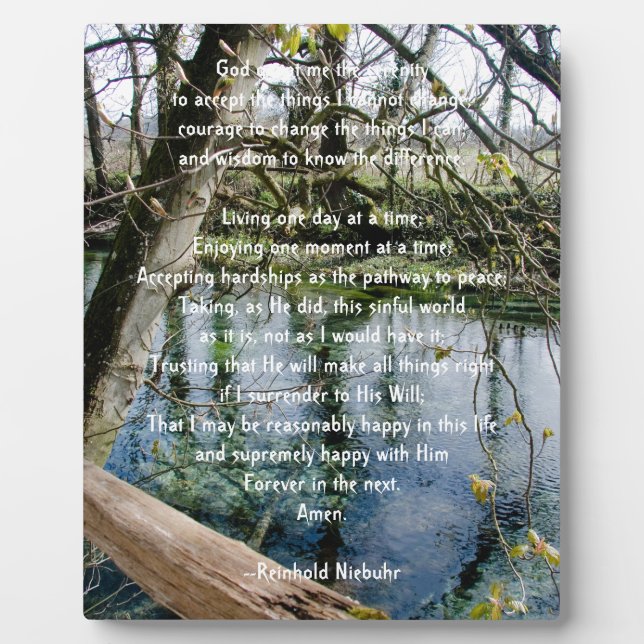 Plaque Photo Prière de sérénité (Devant)