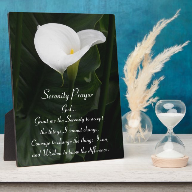 Plaque Photo Prière de sérénité Calla Lily Floral (Côté)