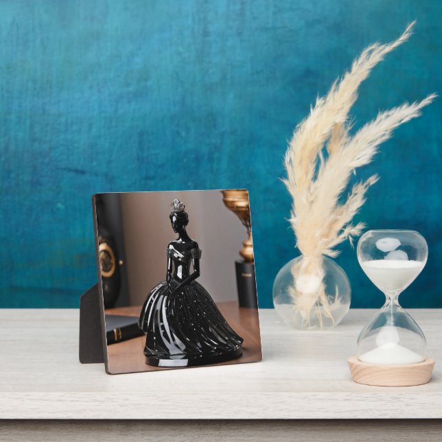 Plaque Photo princesse en verre cristal avec robe noire (Insitu)